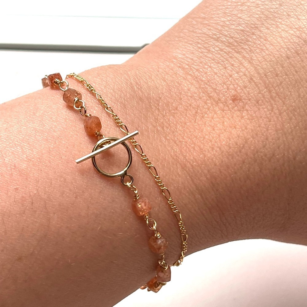 Sunstone Gemstones Bracelet 14K Gold-Filled Spring Summer Jewelry Gift